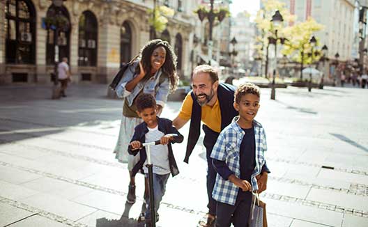 family in city
